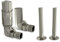 UK Radiators Silver Nickel Thermostatic Radiator Valves and Corner Lockshield Valve - Brushed Finish - Classy and Modern Design 1/2 x 15mm Corner Radiator Valves - with 130mm Pipe Covers