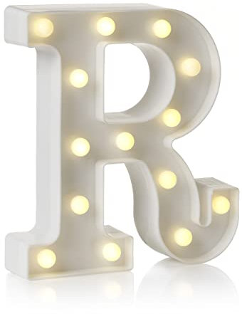 Auraglow LED Alphabet Letter & Number Light Sign Decorations, Lamp for Home Birthday Party Event, Night Lights, Battery Powered Letters And Numbers With Four Hour Timer (R)