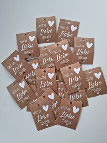 Hochzeitsdeko Anhänger Hangtags Vintage Look Kraftpapier Optik für Knicklichter Leuchtwedel Hochzeit