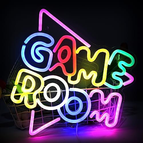 Game Room Neon Signs Led Neon Light for Wall Decor, USB Powered Cool Colorful Neon Game Sign for Bedroom Gaming Room Game Party Decor Boys Gift
