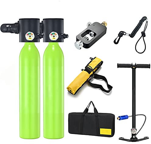 BUTXET Mini Bouteille de plongée de 0,5 L, kit de réservoir de plongée réutilisable Portable, Bouteille d'oxygène Rechargeable avec équipement de plongée sous-Marine de 5 à 10 Minutes (Color : Green)