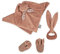 Kaloo - Lapinoo - Coffret de Naissance - Couleur Terracotta - 3 Accessoires Bébé - Doudou + Anneau de Dentition Bébé + Chaussons 11 cm - Dès la Naissance, K218012
