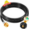 GasSaf Tuyau adaptateur de propane de 2,4 m - Raccord de 0,5 kg à 9,1 kg - Tuyau de réservoir de propane et jauge pour Heater Buddy, Weber Q Grills, Coleman, plaques de cuisson Blackstone et plus