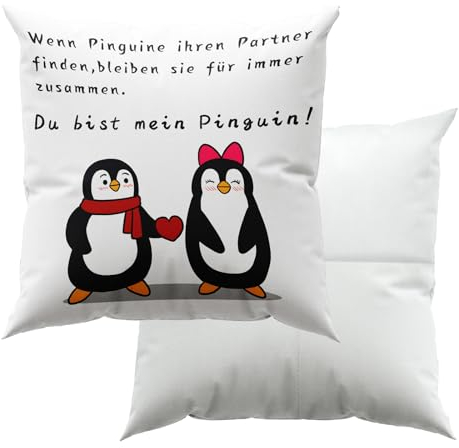 Lircentoud Pinguin Geschenk,Kissenbezug,Hochzeitstag Geschenke für Frauen,Männer,Valentinstag,Hochzeitstag,Weihnachten,Liebe Geschenk,Couple Geschenke,Jahrestag Geschenk für Ihn,Sie,45x45cm