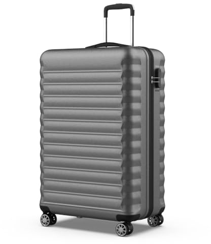 NUMADA - Maleta de Viaje Grande 25Kg Upfly 28' ABS (75x49x29cm) con Cierre de Combinación y 4 Ruedas Dobles 360 | Resistente | Ligera | Interior Compartimentado | Gris