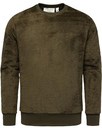 Amaci&Sons Herren Sweatshirt Pullover Teddy Plüsch Pulli Sweatjacke Hoodie Rundhalsausschnitt 4077