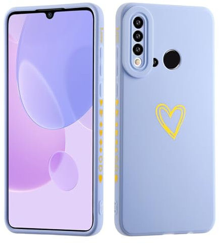 LENGRACE für Huawei P20 LITE 2019 Liebesmuster Hülle,Galvanik Goldfarbene Herzmuster Stilvoll für Mädchen Frauen Stoßfeste Silikon TPU Handyhülle-Blau