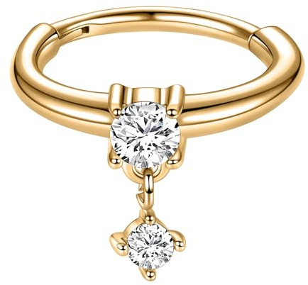 hengkaixuan Nasenring 16G Conch Piercing Schmuck Gold Septum Ringe Septumschmuck Nahtloser Clicker Ring 316L Chirurgenstahl Knorpel Helix Ohrringe Dangly Nose Hoop Rook Tragus Conch Hoop Ohrring 8mm