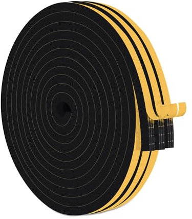 27M Cinta Selladora Espuma, Negro 6x3mm Burletes Puertas Tira de Sellado para Puertas y Ventanas del Hogar, Espuma Burlete Adhesivo de Alta Densidad para Aislante,Ruido y Colisión(9Mx3 Rollos)