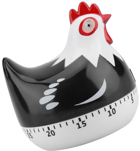 Hominas Küchentimer, Eieruhr Mechanisch in Form Küken, Kurzzeitmesser Eieruhr Lustig 60 Minuten Countdown Timer für Backen Kochen, Schwarz