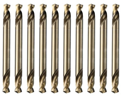 sourcing map 10 brocas de cobalto de doble extremo de 5 mm, M35, de acero de alta velocidad, cuerpo rechoncho para acero endurecido, madera, plástico, hierro fundido