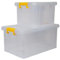 STRATA Stack Master Storage Box 35L + 70L Set Durable clear Plastic Design, Stackable & Lockable Yellow Handle, Ideal for Home & Office Organization