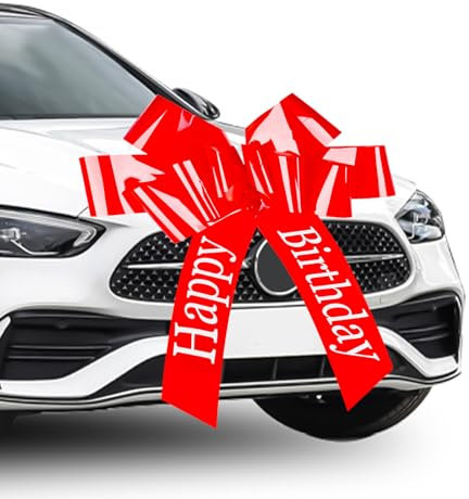 VMUTGA Große Schleife für Auto, 76cm Rote Schleife Happy Birthday Groß Geschenkschleife Riesige Autoschleife Geburtstag Geschenk Dekoration für 18 Geburtstag Auto Fahrrad Deko Party Heimdekoration