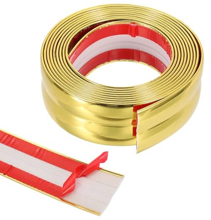sourcing map Wall Corner Protector Trim Molding, Peel and Stick Molding Trim PVC Self Adhesive Wall Corner Guards Edge Protector for Wall Edge Corner, 1.57inch x 9.8ft Gold