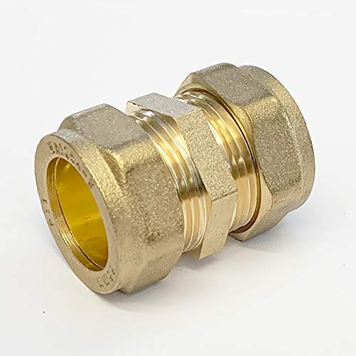 22mm Brass Compression Straight Coupler, Plumbing Pipe Fitting (1)