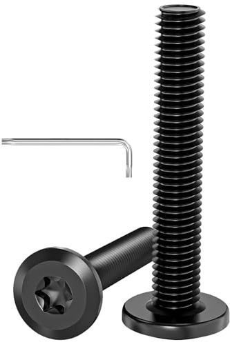 Wavanta 20 bulloni M6 M6 x 35 mm a testa piatta, viti Torx in acciaio inox 304, filettatura completa, ossido nero, con chiave Torx