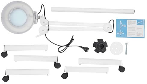 5X LED Lupenleuchte mit Standfuß, LED Lupenleuchte auf Rollstativ, Kosmetische Lupenlampe,Arbeitsplatzlampe,Licht Arbeitsleuchte Kosmetiksalons 24W Kosmetik Beauty Salon Stativ