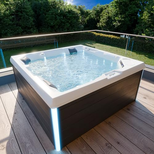 Tronitechnik Outdoor Whirlpool PANAREA inkl. Heizung, Hydromassage und Farblicht, Lieferumfang:inkl. Thermoabdeckung & Treppe