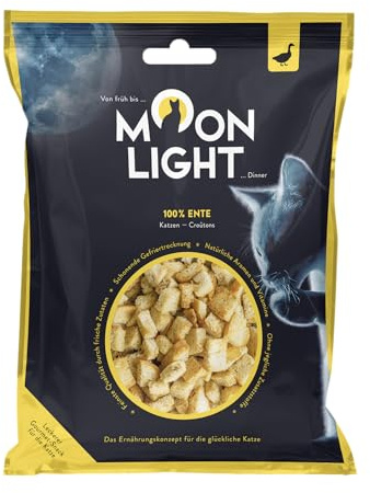 Moonlight Katzensnack (10 Päckchen) - 100% Ente gefriergetrocknet - Ideal für empfindliche Katzen & Allergiker, ohne Getreide & ohne Zucker