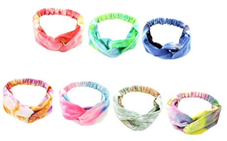 FOMIYES 7 Pièces Bandeaux Élastiques à Tie Dye pour Sport et Yoga Accessoires pour et Femmes