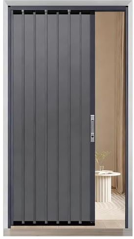 Innenliegende Schiebetür Für Sichtschutz, Ohne Bodenschiene, Falttür Aus Aluminiumlegierung, Für Treppenhaus/Abstellraum/Balkon/Lagerhalle/Garage(Schwarz,60x200cm)