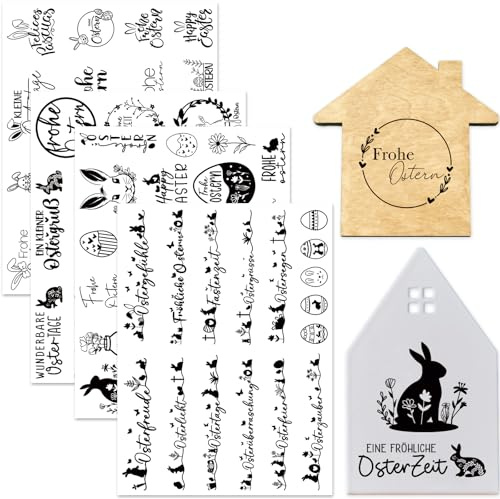 Tixlux 4 Stück Rub On Sticker, Folie Transferaufkleber 19x14cm für Glas, Handarbeiten, Dekoration, DIY-Kunsthandwerk, Geschenke Deko, Party Deko (Ostern Ⅱ)