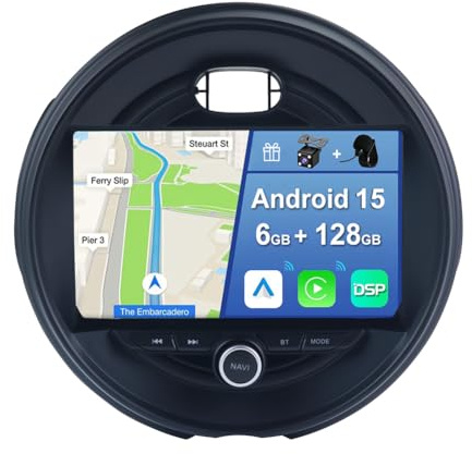 YUNTX IPS 9” [6GB+128GB] Android 15 2 DIN Autoradio para BMW Mini Cooper R56 F55 F56 F57 John Cooper Works, One First, One D, Cooper SD 2014-2019-con CarPlay/Android Auto/DSP/GPS/Bluetooth+CAM+Mic