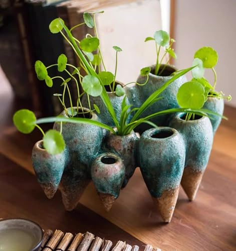 RISEON Keramik-Blumenvase, Blumenarrangement-Halter, Frosch, Ikebana-Kunst-Blumenvase, Topf, floraler Mittelpunkt für Esstisch, Zuhause, Büro, Hochzeitsdekoration