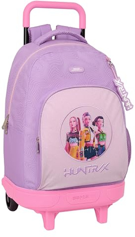 K-Pop Demon Hunters ICONIC Großer Rucksack mit Rädern, kompakt, abnehmbar, ideal für Kinder verschiedener Altersgruppen, bequem und vielseitig, Widerstandsfähigkeit, 33 x 22 x 45 cm
