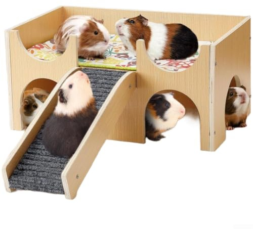 Piccola casetta in legno per porcellini d'India e criceti, con scale rimovibili e design ventilato