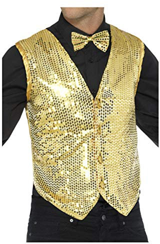Horror-Shop Goldene Herren Pailletten Weste für Zauberer & Showtanz XL