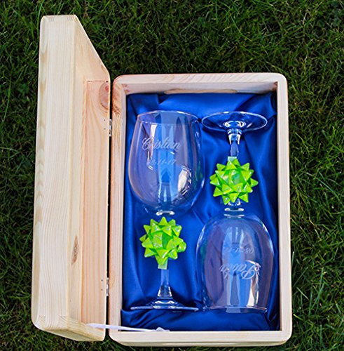 COPAS DE VINO PERSONALIZADAS CON CAJA MADERA