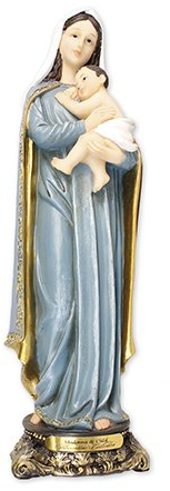 Florentinische Statue Madonna und Kind, traditionelles italienisches Design, Kunstharz, Jungfrau Maria und Jesuskind, Goldkollektion, klein, 12,5 cm