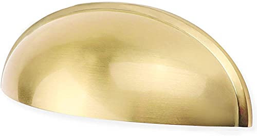 goldenwarm 6 Pack Gold Handles, Brushed Brass Cup Handles Gold Drawer Pulls, Zinc Alloy, 76mm Hole Centers