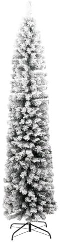 vidaXL Schlanker Künstlicher Weihnachtsbaum Beschneit Christbaum Tannenbaum Dekobaum Kunstbaum Weihnachten Dekoration Weihnachtsdeko Grün 210cm PVC