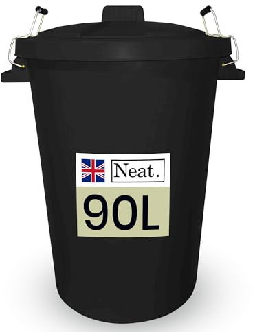 Garden Bin 90L – Outdoor Dustbins with Lids for Outside, Plastic Rubbish Bin, Black Bins, Waste Bin for Garden, Outside Bins with Lids, Outdoor Bin, Durable Bins with Lids, Ideal Outdoor Dustbins