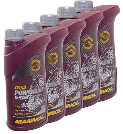 Motoröl MANNOL 15W-50 4- Takt Powerbike API SM 5 Liter für Aprilia Benelli Beta BM W Cagiva Cectek/Herkules Ducati Husqvarna KT M Malaguti Moto Guzzi MV Agusta MZ/MUZ Piag gio Royal Enfield Trium ph