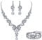 EVER FAITH Kristall Schmuckset Hochzeits Braut Art Deco Floral Teardrop Halskette Ohrringe und Armband Set Klar Silber-Ton