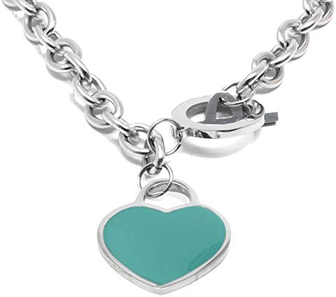 inSCINTILLE Cuore Rock Damen-Halskette aus poliertem Edelstahl und Herz, LUNGHEZZA: 45 cm - CIONDOLO: 2 x 3 cm, Emaille Galvanik, Silberfarben