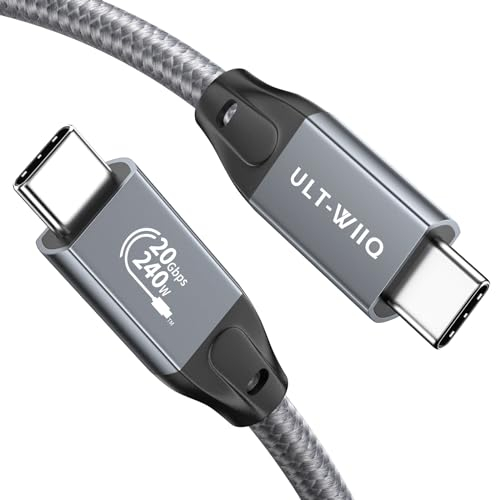 USB C to USB C Cable, 20Gbps Type C 3.2 Gen2 Cord with 20Gbps Rate, PD 240W 5A, 4K@60Hz Video and E-Marker for Thunderbolt 3/4, MacBook, Dell XPS, iPad Pro, Samsung S20, S21, SSD, Hub, Monitor (2M)
