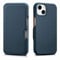 Mobiskin case compatible with Apple iPhone 13 (6.1 inch), cover with genuine leather, book-style protective phone case, ultra-slim folio, thin wallet, blue