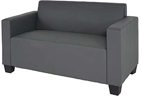 Mendler 2er Sofa Couch Lyon Loungesofa Kunstleder - dunkelgrau
