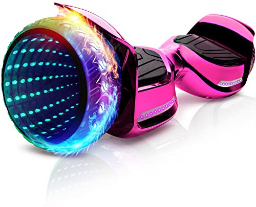 EMAXUSA, Hover Board avec roues lumineuses de 16,5 cm, planche à vol stationnaire Bluetooth avec repose-pieds antidérapants, certifiée UL2272 de sécurité (rose)
