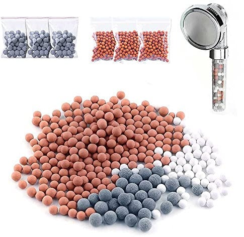 12 Packs Replacement Negative Ion Mineral Balls Showerhead Filter Replacement Bio-Active Stone Balance Tourmaline Balls Remove Chlorine Fluoride Impurities and Hard Water