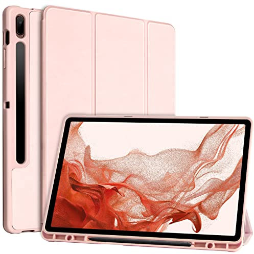 TQQ Hülle für Samsung Galaxy Tab S7 FE/ S8+ Plus/ S7+ Plus 12,4 Zoll, Schutzhülle für Galaxy Tab S7 FE 2021/S8+ 2022/Tab S7+ 2020 (12,4 Zoll), Mit Stifthalter und Mehreren Betrachtungswinkeln