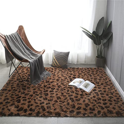 Lifup Rechteck Langflor Teppich Flauschig, Teppich Shaggy Anti Rutsch Pflegeleicht für Wohnzimmer Schlafzimmer Kinderzimmer Leopard 2 140 x 200 cm