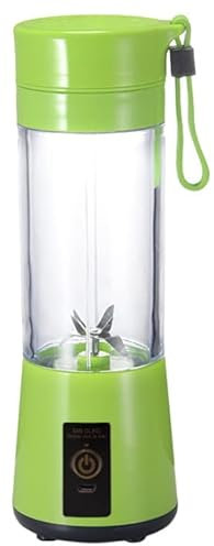 Smoothie Maker, Portable Mini Juicer Blender 380ml 6 blades Blue, Green, Pink, Purple USB charger (Green), (HM-03)