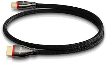 Teufel HDMI-Rundkabel Highspeed HDMI-Kabel, 4K 3D bei 50/60p, 8K-Übertragung, Vergoldeter Anschluss (Schwarz, 0,75 m)