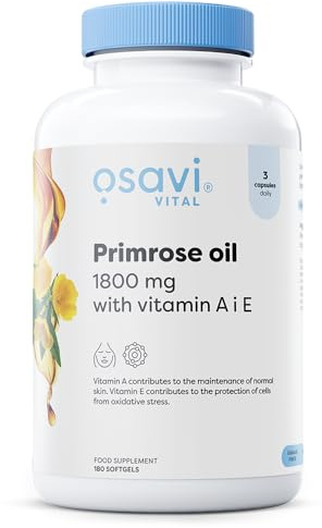 Osavi Primrose Oil with Vitamin A & E, 1800mg - 180 softgels