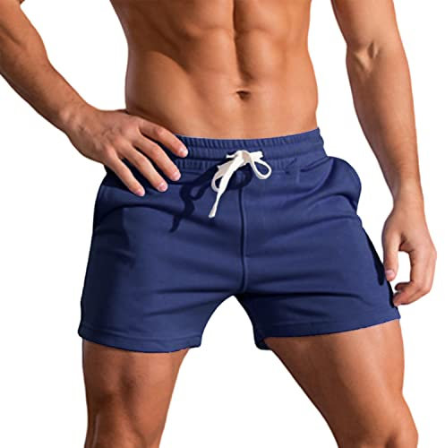 3-Zoll-Laufshorts für Herren, Fitness-Training, Bodybuilding-Shorts, atmungsaktive Baumwoll-Sportshorts Navy blau M